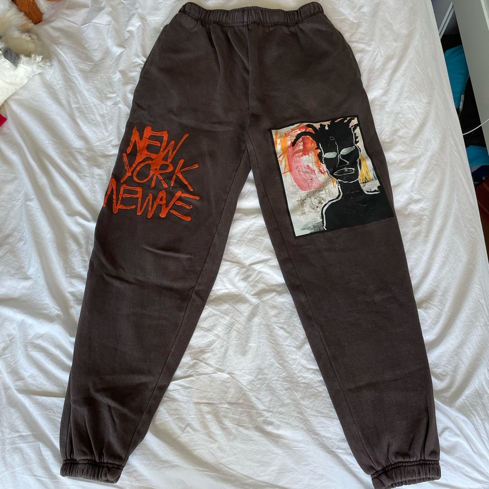 Brown streetwear Basquiat sweatpants